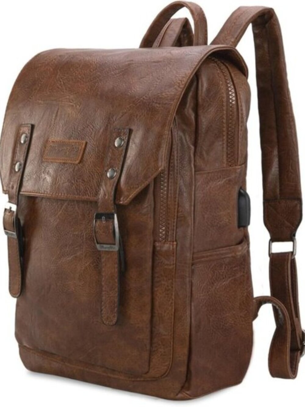Women's Wrangler Dark Brown Vegan Leather Laptop Backpack Work Travel 17.3" Men